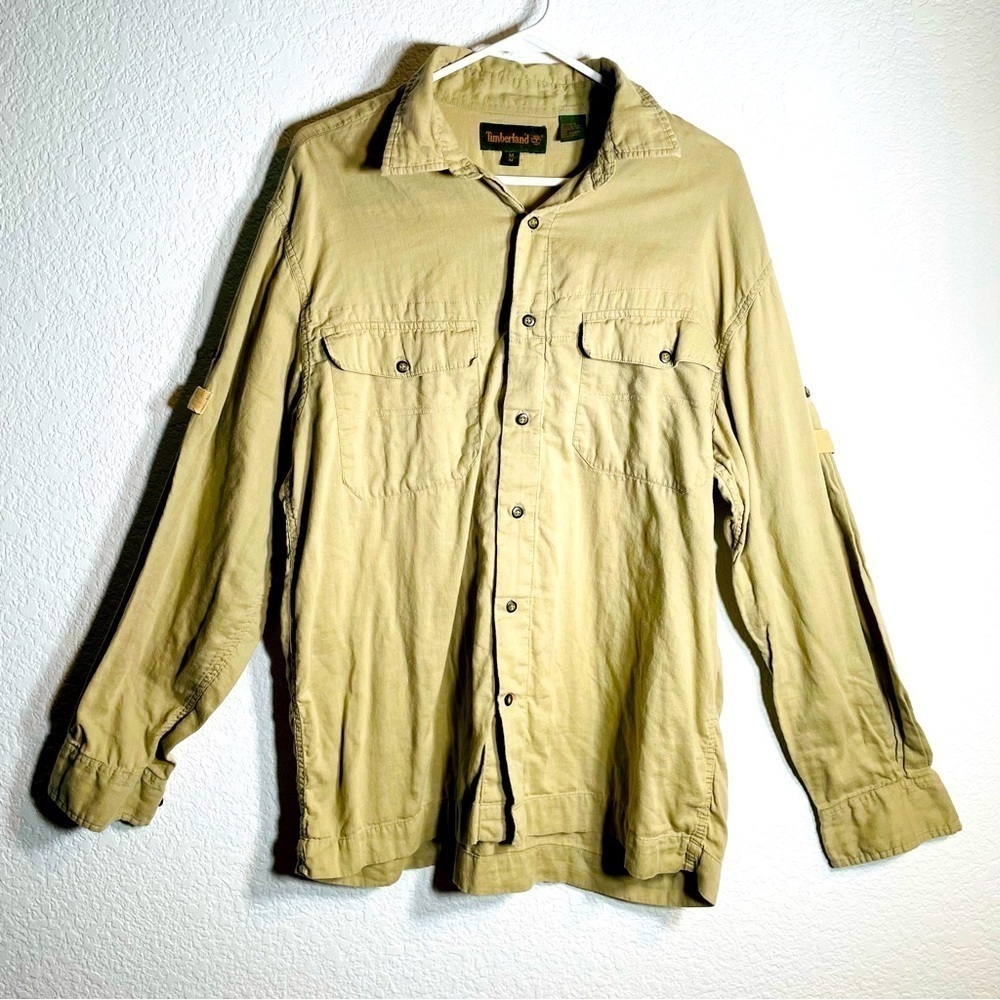 Timberland button up men’s long sleeve shirt 100% cotton super soft size Medium